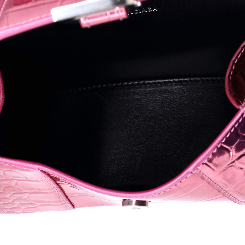 Balenciaga XS Hourglass Top Handle Bag Crocodile Embossed Leather - Picture 5 of 6